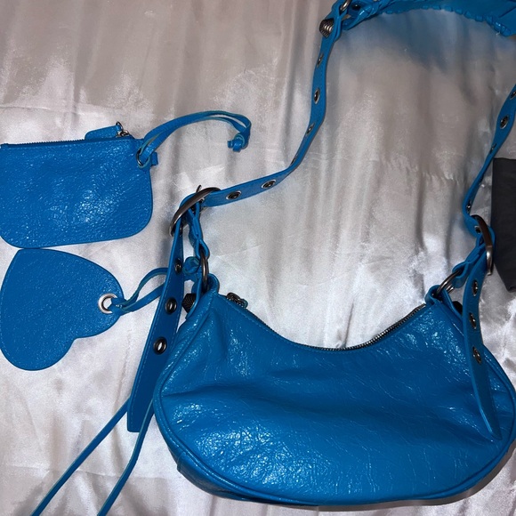 💕🚨SALE NWT Authentic Balenciaga Le Cagole XS in Turquoise / Blue Leather - Picture 4 of 9